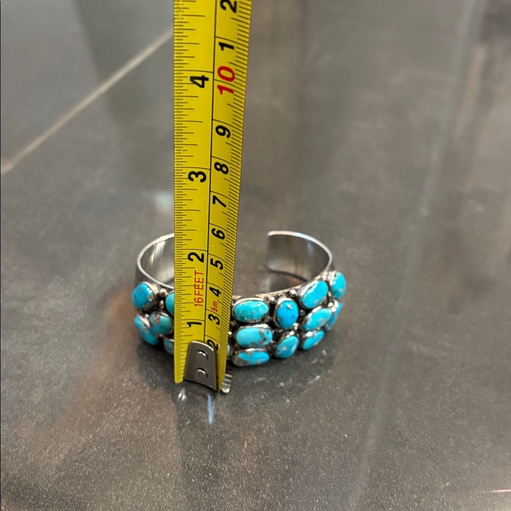 Thompson Turquoise Blue Cluster Cuff Bracelet - Picture 10 of 17